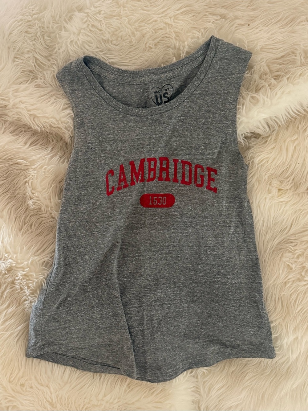 Cambridge Grey Sleeveless Top with Red Logo